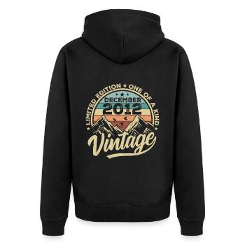 Original December 2012 - 13th Birthday Gift - Unisex Premium Organic Zip Hoodie - black - Back - Nico (187cm)
