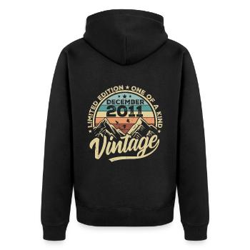 Original Dezember 2011 - 14. Geburtstag Geschenk - Unisex Premium Bio Zip Hoodie - Schwarz - Hinten - Nico (187cm)