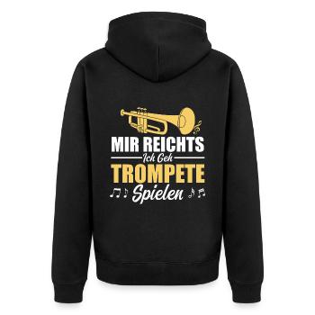 I've had enough, I'm going to play the trumpet - Unisex Premium Organic Zip Hoodie - black - Back - Nico (187cm)