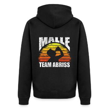 Mallorca Malle Saufen Abriss Vintage Party Fun - Unisex Premium Bio Zip Hoodie - Schwarz - Hinten - Nico (187cm)