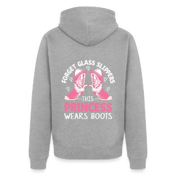 Drôle de cowboy princesse porte des bottes Western - Veste à capuche bio Premium Unisexe - gris chiné - Dos - Nico (187cm)