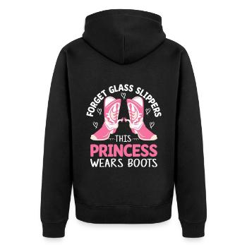 Funny Cowboy Princess Wears Boots Western - Unisex Premium Bio Zip Hoodie - Schwarz - Hinten - Nico (187cm)