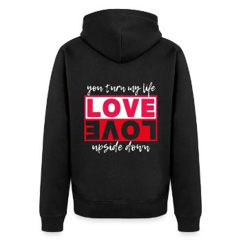 Typographie amour-amour, Saint-Valentin - Veste à capuche bio Premium Unisexe - noir - Dos - Nico (187cm)