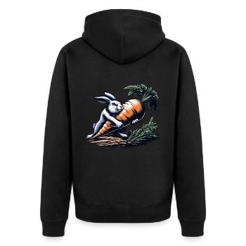 Böser Hase - Unisex Premium Bio Zip Hoodie - Schwarz - Hinten - Nico (187cm)