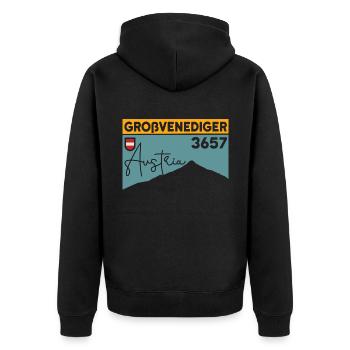 Großvenediger Skitour Bergtour Wanderung Souvenir - Unisex Premium Bio Zip Hoodie - Schwarz - Hinten - Nico (187cm)