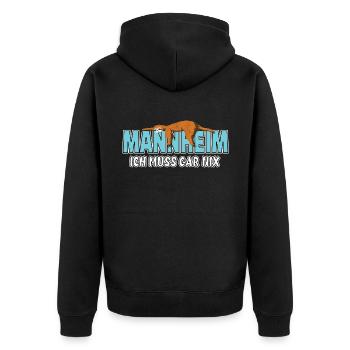 Mannheim ich muss gar nix Faultier Heimat - Unisex Premium Bio Zip Hoodie - Schwarz - Hinten - Nico (187cm)