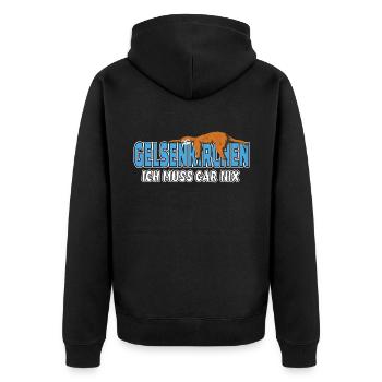 Gelsenkirchen ich muss gar nix Faultier Heimat - Unisex Premium Bio Zip Hoodie - Schwarz - Hinten - Nico (187cm)