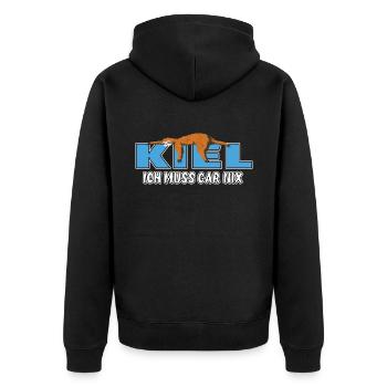 Kiel ich muss gar nix Faultier Heimat - Unisex Premium Bio Zip Hoodie - Schwarz - Hinten - Nico (187cm)