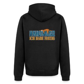 Im Ruhestand 2022 ich habe fertig Faultier Rentner - Unisex Premium Bio Zip Hoodie - Schwarz - Hinten - Nico (187cm)