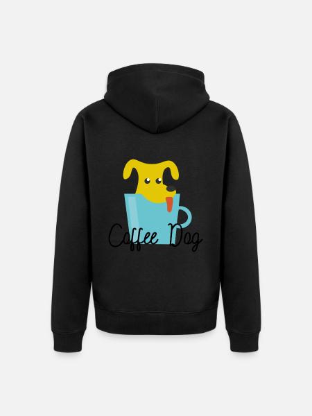 Coffee Dog - Unisex Premium Organic Zip Hoodie - black
