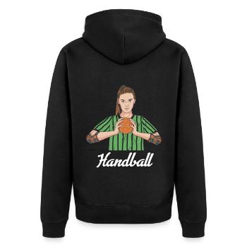 Joueur de handball Handball Outfit Handball Joueur de handball - Veste à capuche bio Premium Unisexe - noir - Dos - Nico (187cm)