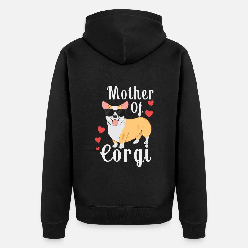 Corgi Mom - Mutter von Corgi - Unisex Premium Bio Zip Hoodie - Schwarz