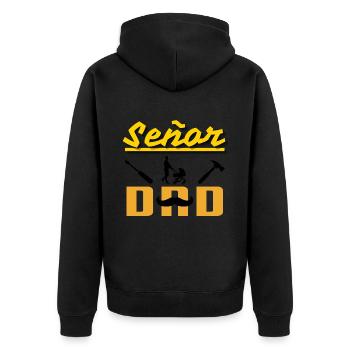 Señor Dad Father With Stroller Mustache - Unisex Premium Bio Zip Hoodie - Schwarz - Hinten - Nico (187cm)