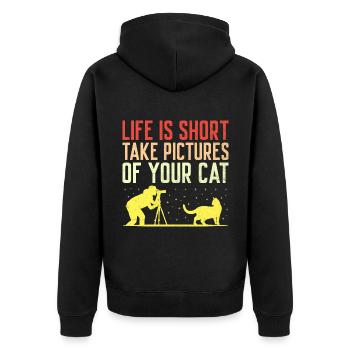 Katzen Fotografen Katzenliebhaber Fotografie Katzen Foto - Unisex Premium Bio Zip Hoodie - Schwarz - Hinten - Nico (187cm)