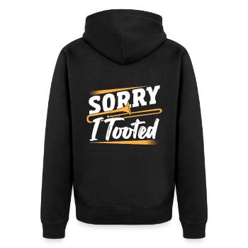 Posaunist Brass Band Marching I Tooted Posaune - Unisex Premium Bio Zip Hoodie - Schwarz - Hinten - Nico (187cm)