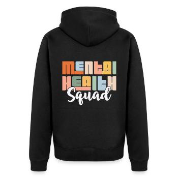 Mental Health Squad - Unisex Premium Bio Zip Hoodie - Schwarz - Hinten - Nico (187cm)