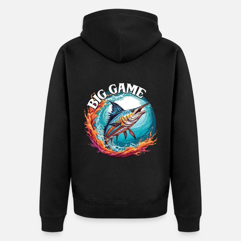 Springender Marlin Hochseefischen Tiefseefischen - Unisex Premium Bio Zip Hoodie - Schwarz