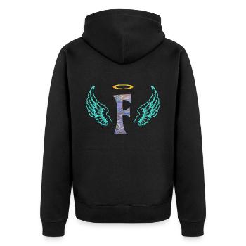 Angel F E 45 - Unisex Premium Organic Zip Hoodie - black - Back - Nico (187cm)