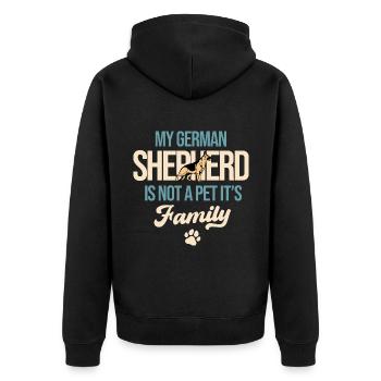 Mein Deutscher Schäferhund ist kein Haustier, es ist Familienhund Lo - Unisex Premium Bio Zip Hoodie - Schwarz - Hinten - Nico (187cm)