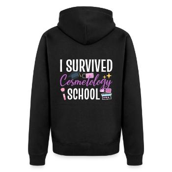 I Survived Cosmetology School - Unisex Premium Organic Zip Hoodie - black - Back - Nico (187cm)