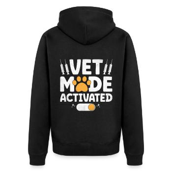 Tierarztmodus aktiviert Vielseitiger Tierliebhaber - Unisex Premium Bio Zip Hoodie - Schwarz - Hinten - Nico (187cm)