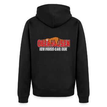 Oberhausen ich muss gar nix Faultier Heimat - Unisex Premium Bio Zip Hoodie - Schwarz - Hinten - Nico (187cm)
