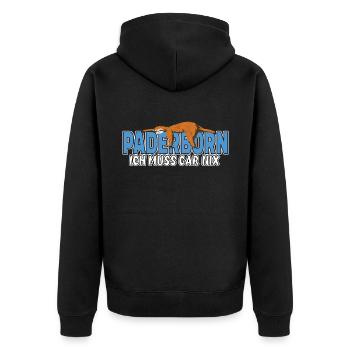 Paderborn ich muss gar nix Faultier Heimat - Unisex Premium Bio Zip Hoodie - Schwarz - Hinten - Nico (187cm)