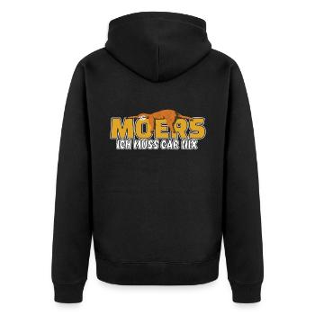 Moers ich muss gar nix Faultier Heimat - Unisex Premium Bio Zip Hoodie - Schwarz - Hinten - Nico (187cm)