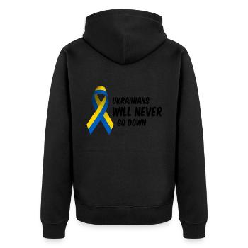 Ukraine War Peace Victory Statement - Unisex Premium Organic Zip Hoodie - black - Back - Nico (187cm)
