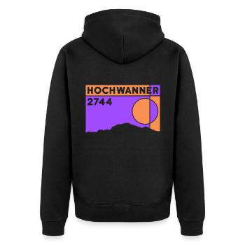 Berg Hochwanner Bergtour Skitour Normalweg Wandern - Unisex Premium Bio Zip Hoodie - Schwarz - Hinten - Nico (187cm)