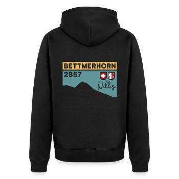 Bettmerhorn Bettmeralp Hike Hiking Valais - Unisex Premium Organic Zip Hoodie - black - Back - Nico (187cm)