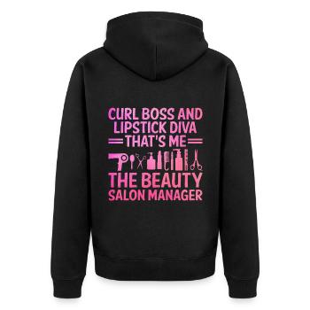 SPA Manager Job Wellness Funny SPA Management Sayi - Unisex Premium Organic Zip Hoodie - black - Back - Nico (187cm)