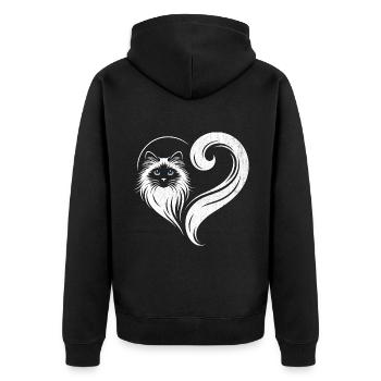 Ragdoll Heart Cat Lover Ragdolls Cats - Unisex Premium Organic Zip Hoodie - black - Back - Nico (187cm)