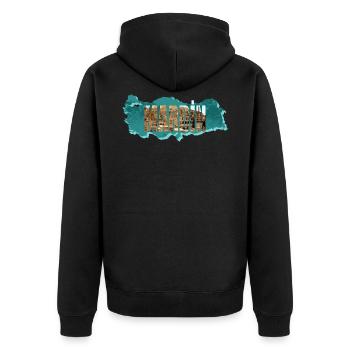 mardin panorama - Unisex Premium Bio Zip Hoodie - Schwarz - Hinten - Nico (187cm)