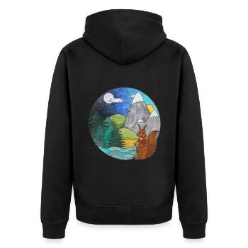 Paysage Écureuil Outdoor Nature Lovers - Veste à capuche bio Premium Unisexe - noir - Dos - Nico (187cm)