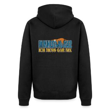 Im Ruhestand 2022 ich muss gar nix Faultier - Unisex Premium Bio Zip Hoodie - Schwarz - Hinten - Nico (187cm)