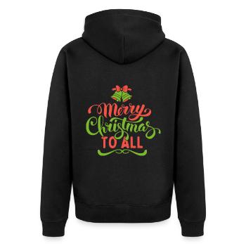 Christmas Typography Merry Christmas to all - Unisex Premium Organic Zip Hoodie - black - Back - Nico (187cm)