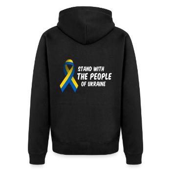 Je soutiens l’Ukraine - Veste à capuche bio Premium Unisexe - noir - Dos - Nico (187cm)