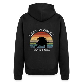 Less peoplez, more pugz - Unisex Premium Organic Zip Hoodie - black - Back - Nico (187cm)
