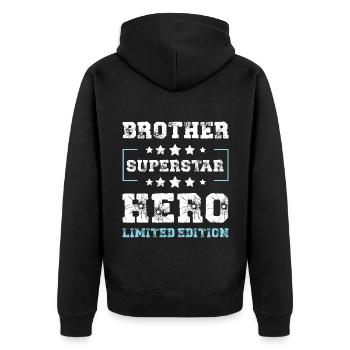 Brother Limited Edition Saying - Unisex Premium Organic Zip Hoodie - black - Back - Nico (187cm)