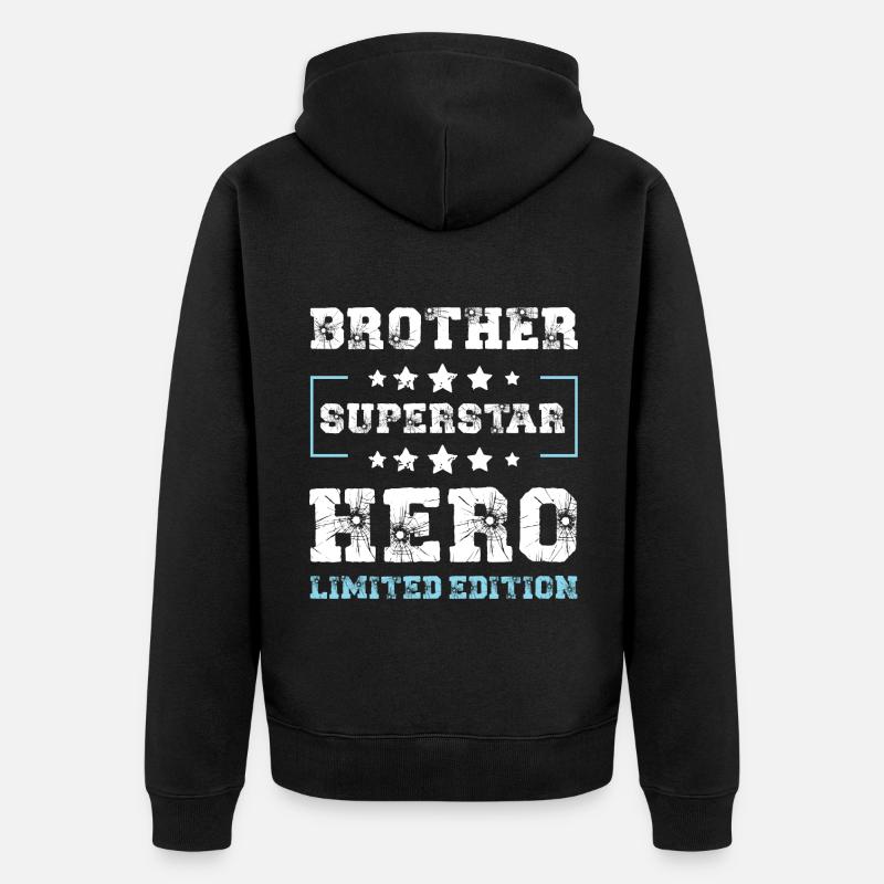 Bruder Limited Edition Spruch - Unisex Premium Bio Zip Hoodie - Schwarz