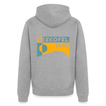 Seekofel Dolomites Randonnée Randonnée Circulaire - Veste à capuche bio Premium Unisexe - gris chiné - Dos - Nico (187cm)