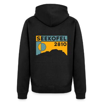 Seekofel Dolomites Hiking Hike Circular Hike - Unisex Premium Organic Zip Hoodie - black - Back - Nico (187cm)