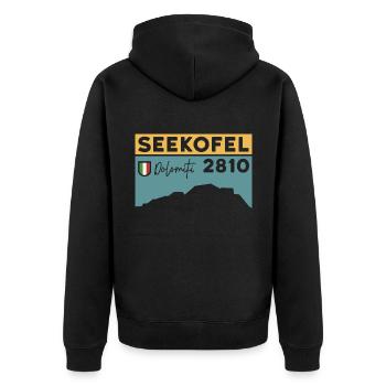 Seekofel Dolomites Hiking Hike Circular Hike - Unisex Premium Organic Zip Hoodie - black - Back - Nico (187cm)