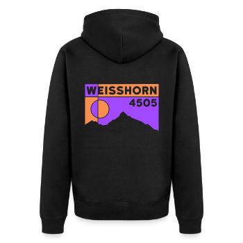Weisshorn Wallis Hochtour Bergtour Tour Souvenir - Unisex Premium Bio Zip Hoodie - Schwarz - Hinten - Nico (187cm)