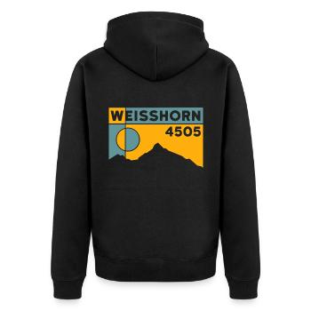 Weisshorn Wallis - Unisex Premium Bio Zip Hoodie - Schwarz - Hinten - Nico (187cm)