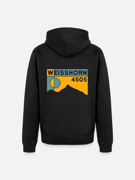 Weisshorn Valais - Ekologiczna rozpinana bluza z kapturem Premium unisex - czarny