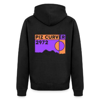 Piz Curvér Finisher Skitour Wandern Klettern - Unisex Premium Bio Zip Hoodie - Schwarz - Hinten - Nico (187cm)