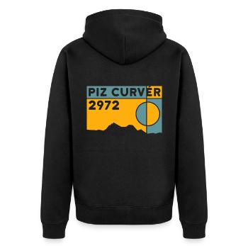 Piz Curvér Wandern Skitour Bergtour Fels Klettern - Unisex Premium Bio Zip Hoodie - Schwarz - Hinten - Nico (187cm)