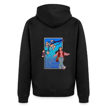 Todo Was Solls - Unisex Premium Bio Zip Hoodie - Schwarz - Hinten - Nico (187cm)